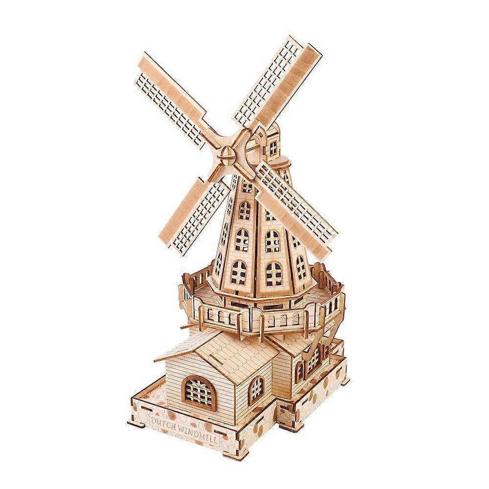 3D Wooden Puzzles Dutch Windmill Model