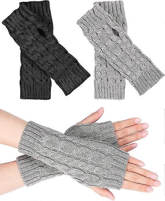 par halvfingerløse handsker, håndledsvarmere til kvinder, vinterstrikkede handsker, varme, korte, halve håndjern, unisex