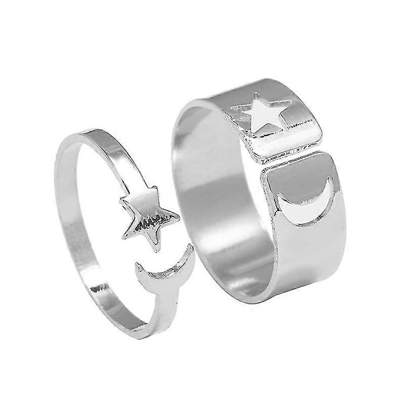 2 Pcs Pentagram Moon Open Rings For Wearing Party Dinner Adjustable