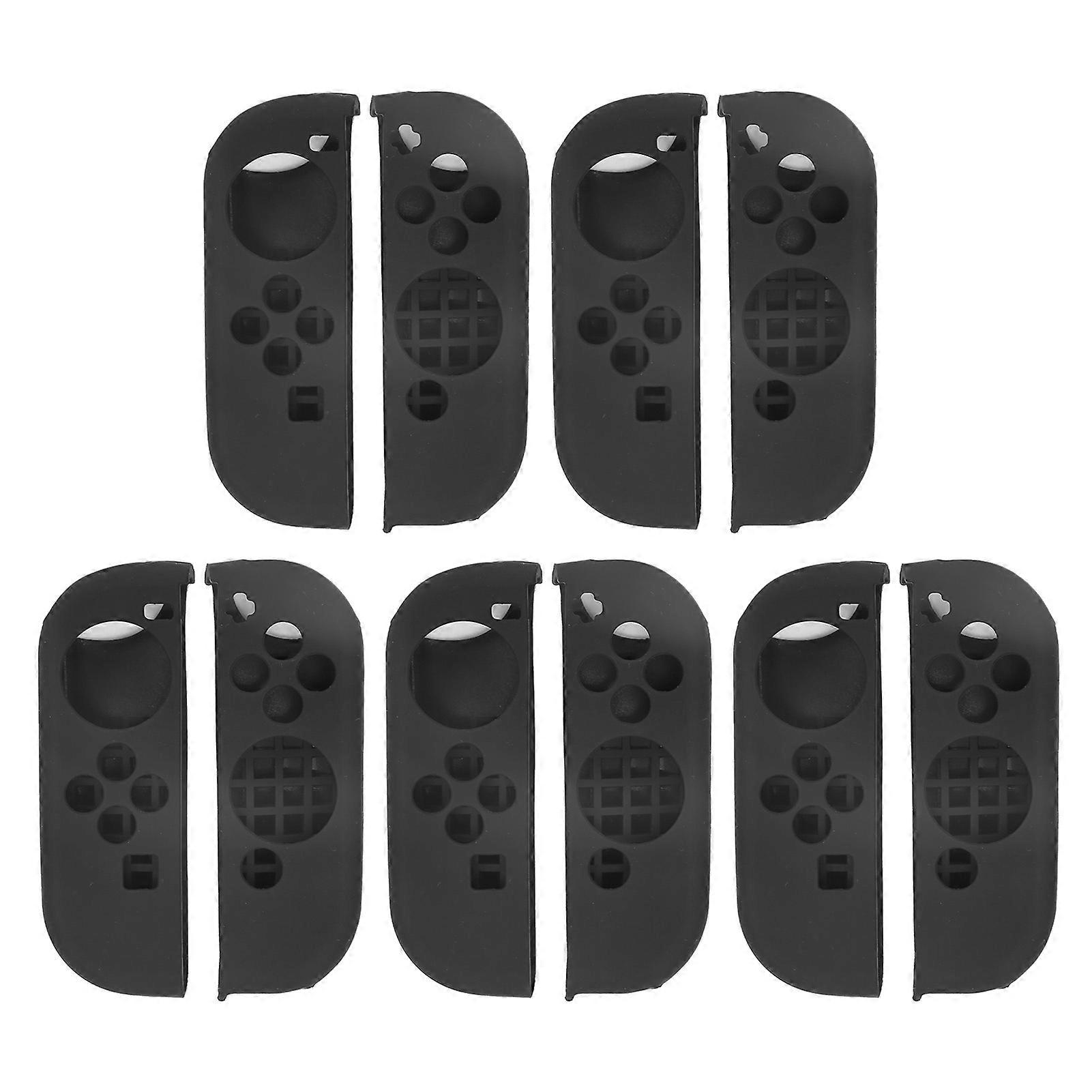 5 Sets Silicone Gamepad Cover Strong Protection Game Machine Accessory for NS SwitchBlack