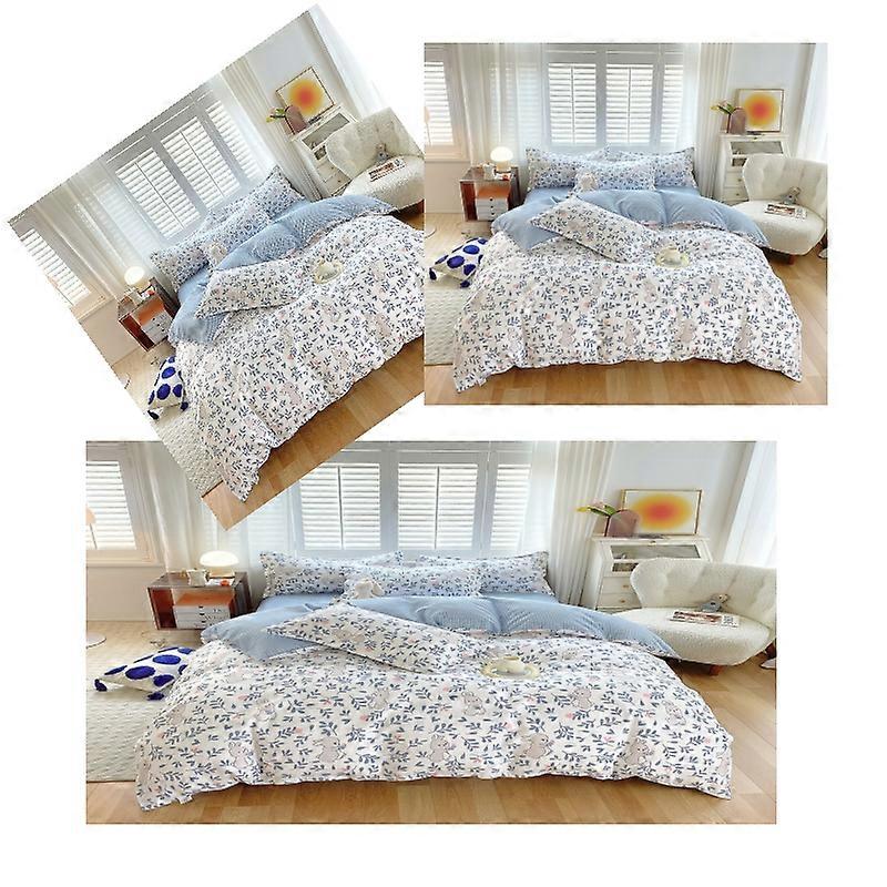 Luxury 4 Piece Set Bedding printed Quilt Cove Fitted Sheet Pillowcase Color AF