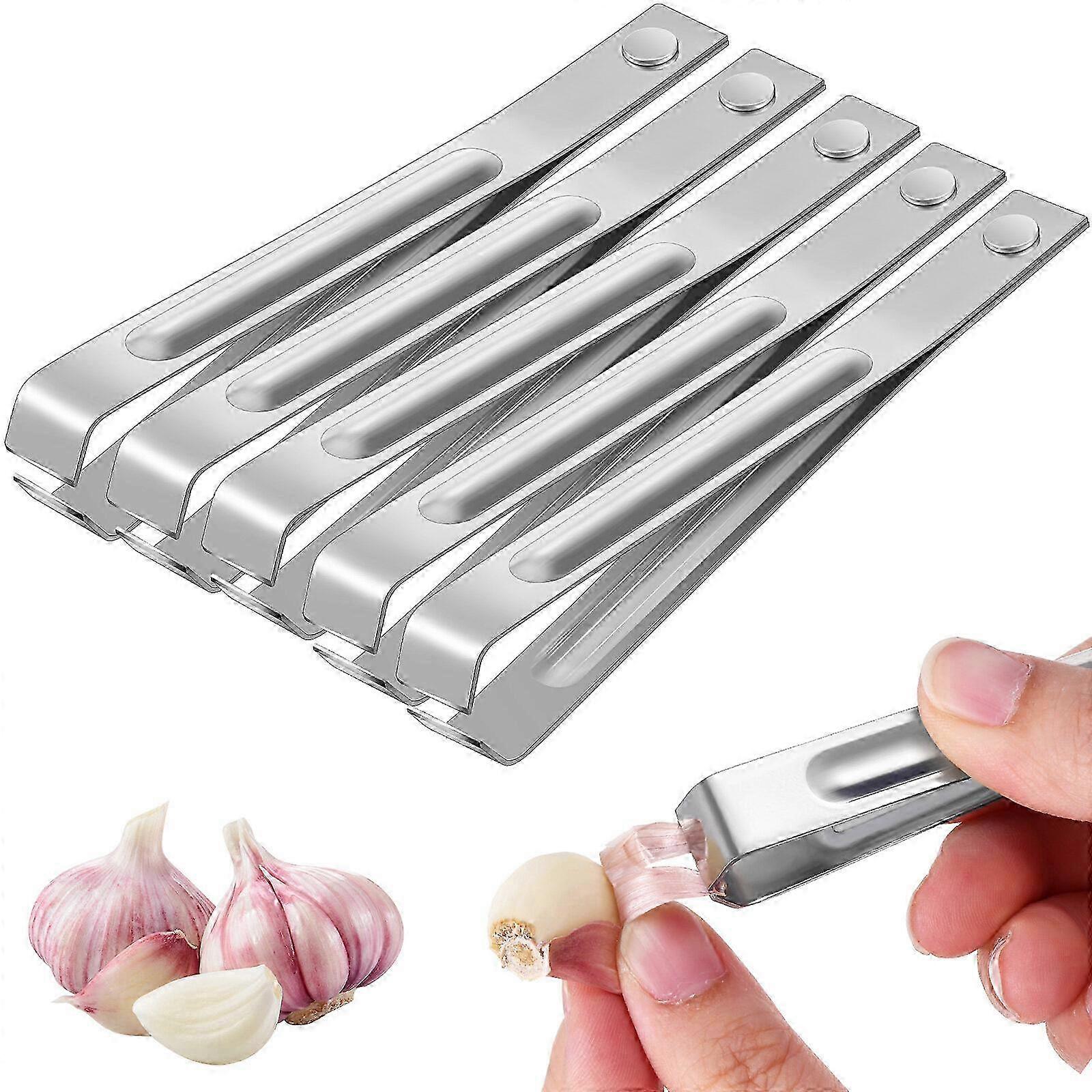 Lot de 6 éplucheurs d'ail, pinces à ail, pinces à éplucher l'ail, éplucheur d'ail en acier inoxydable