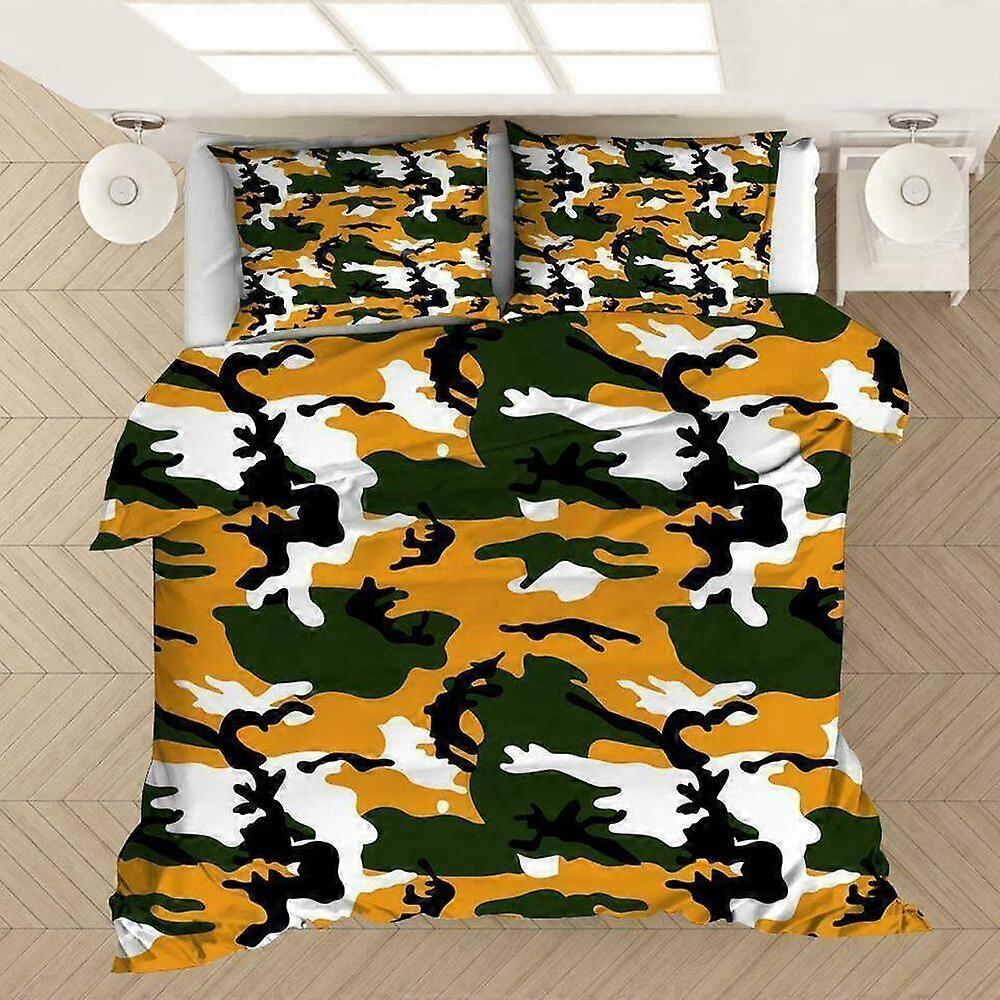 v5954 Lakan Army Camouflage Pojke Påslakan Set Barn Sängkläder Lakan IU5954