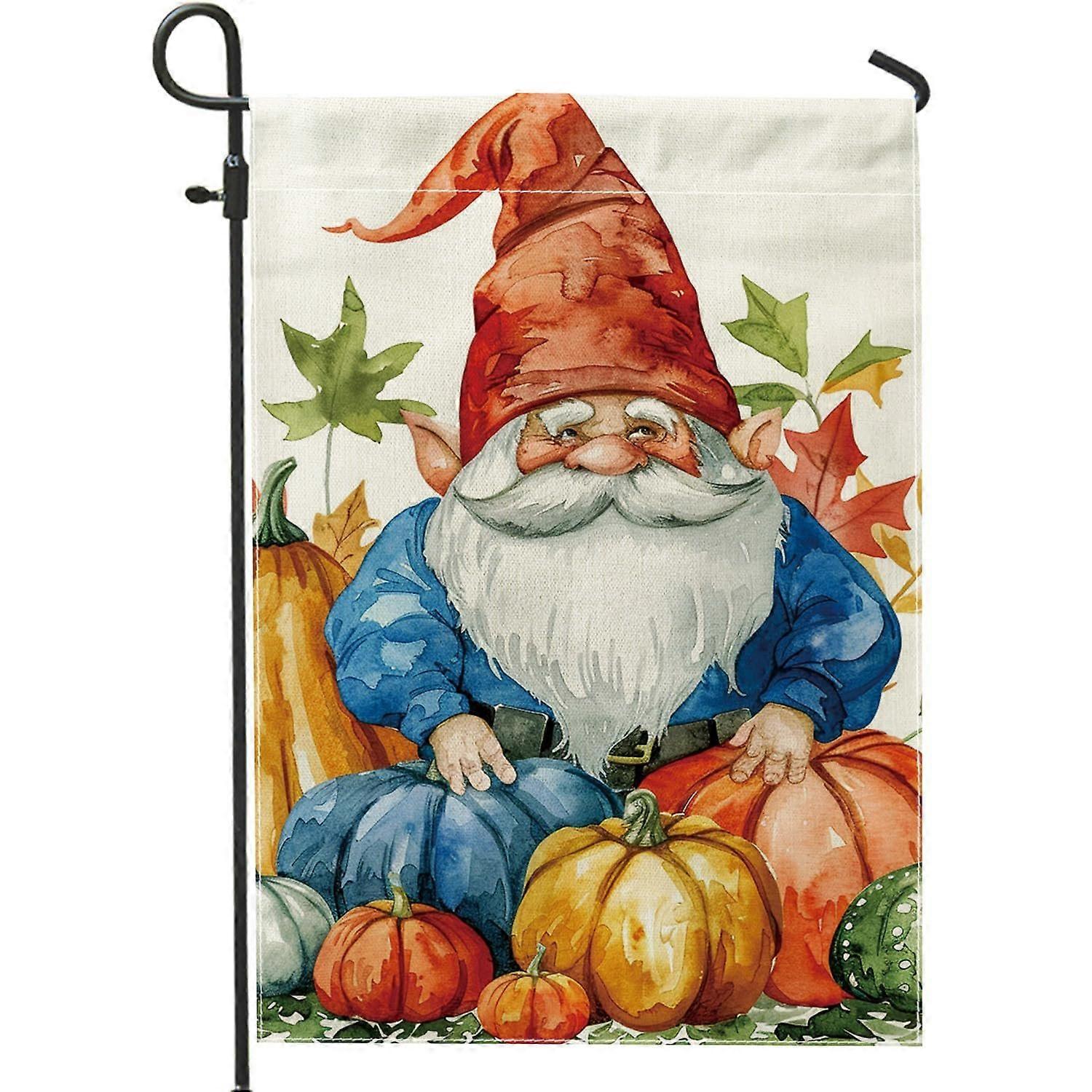 Høsthøst Gnome hageflagg, fargerike gresskar blader hageinnredning, dobbeltsidig høst burlap outd