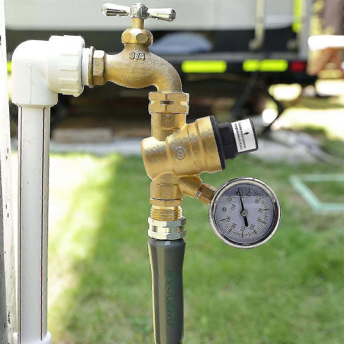 Valvola regolatrice della pressione dell'acqua per camper, riduttore di pressione dell'acqua regolabile in ottone senza piombo per camper