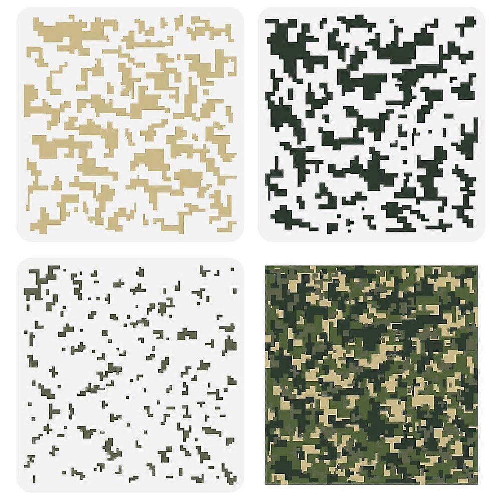 1Set 3 PCS Camo Stencils 11.8x11.8inch Reusable Painting Templates Camouflage Pattern Stencils Camo Templates Square Stencils Large Stecil Sets for Fa