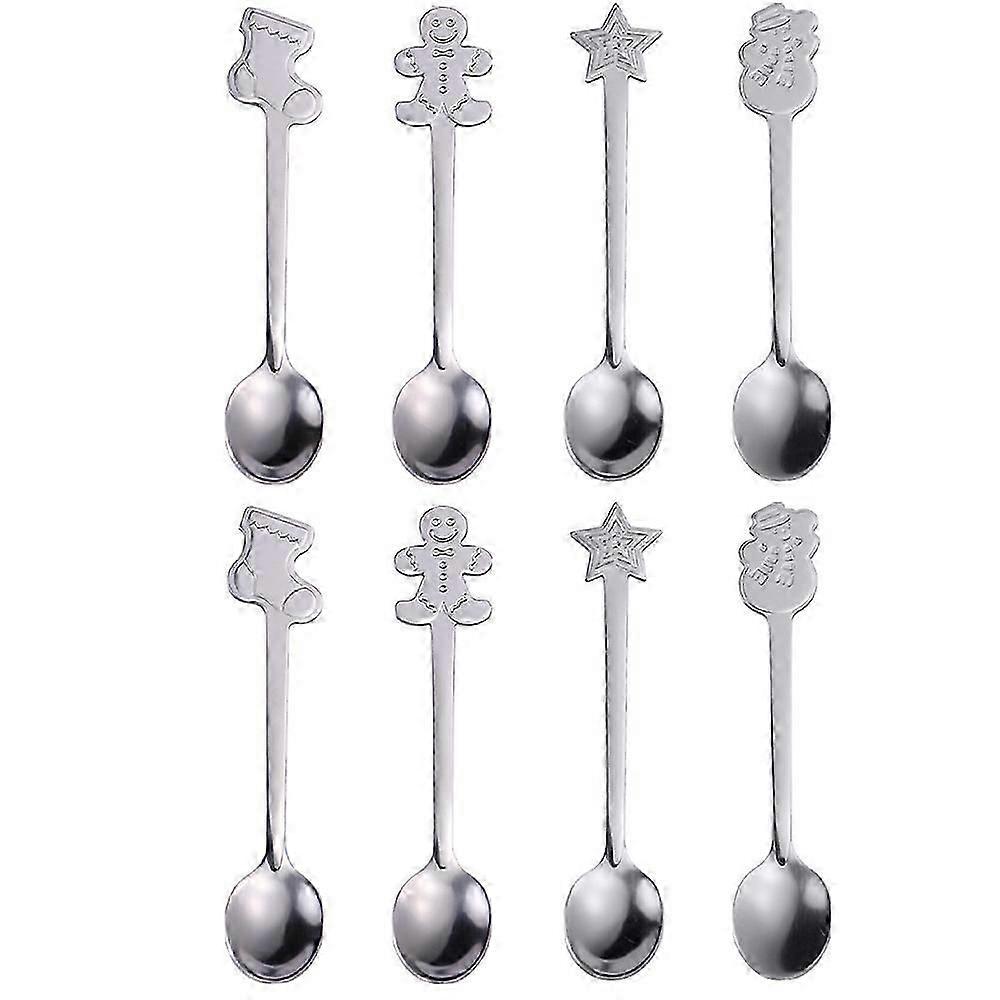 8 יחידות כפית חג מולד יצירתית כף קפה נירוסטה כפית ערבוב חג המולד כפית תה כף מרק