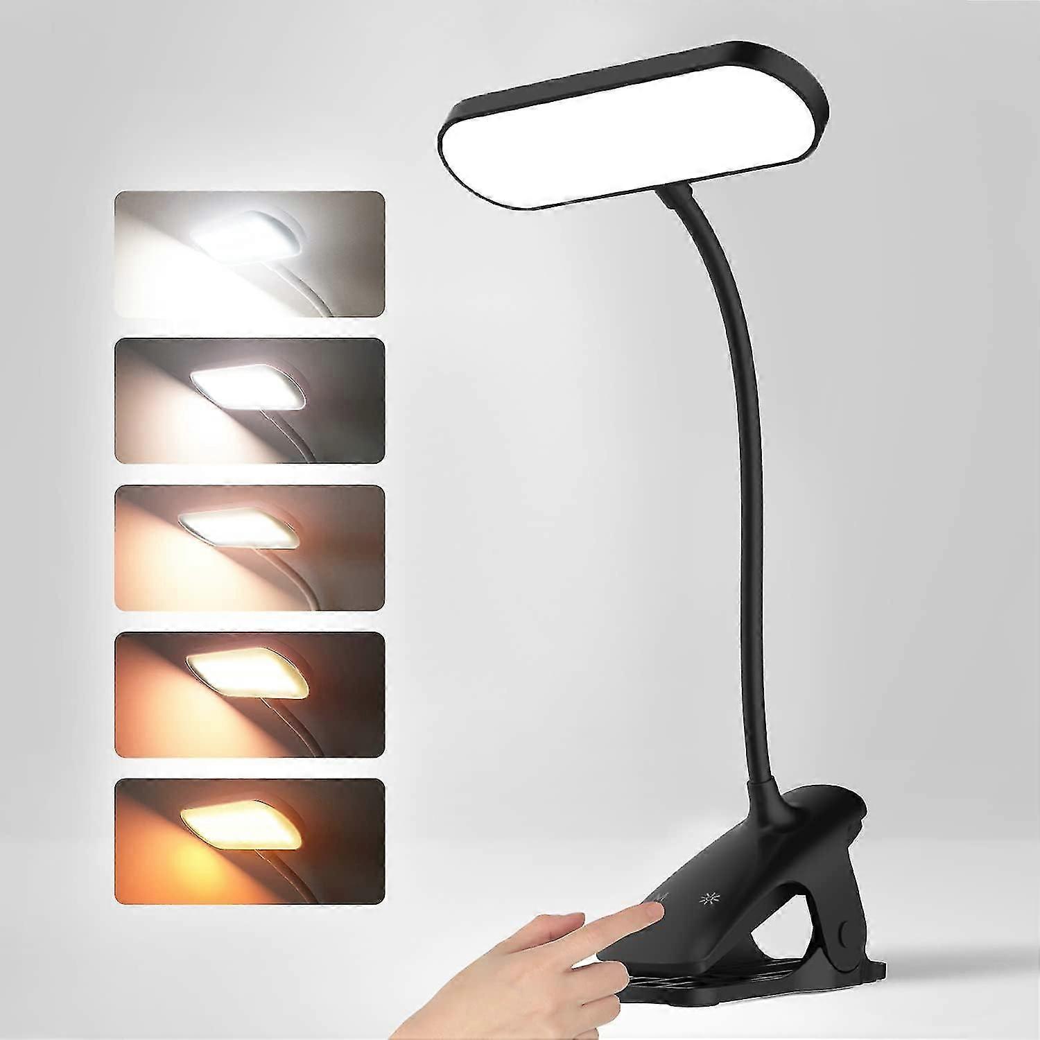 Wireless Led Desk Lamp, Touch Bedside Lamp 5 Colors 5 Dimmable Dimmable 360 Flexible Neck Led Lamp, Reading Lamp Reading Lamp For Bed, Black [energy
