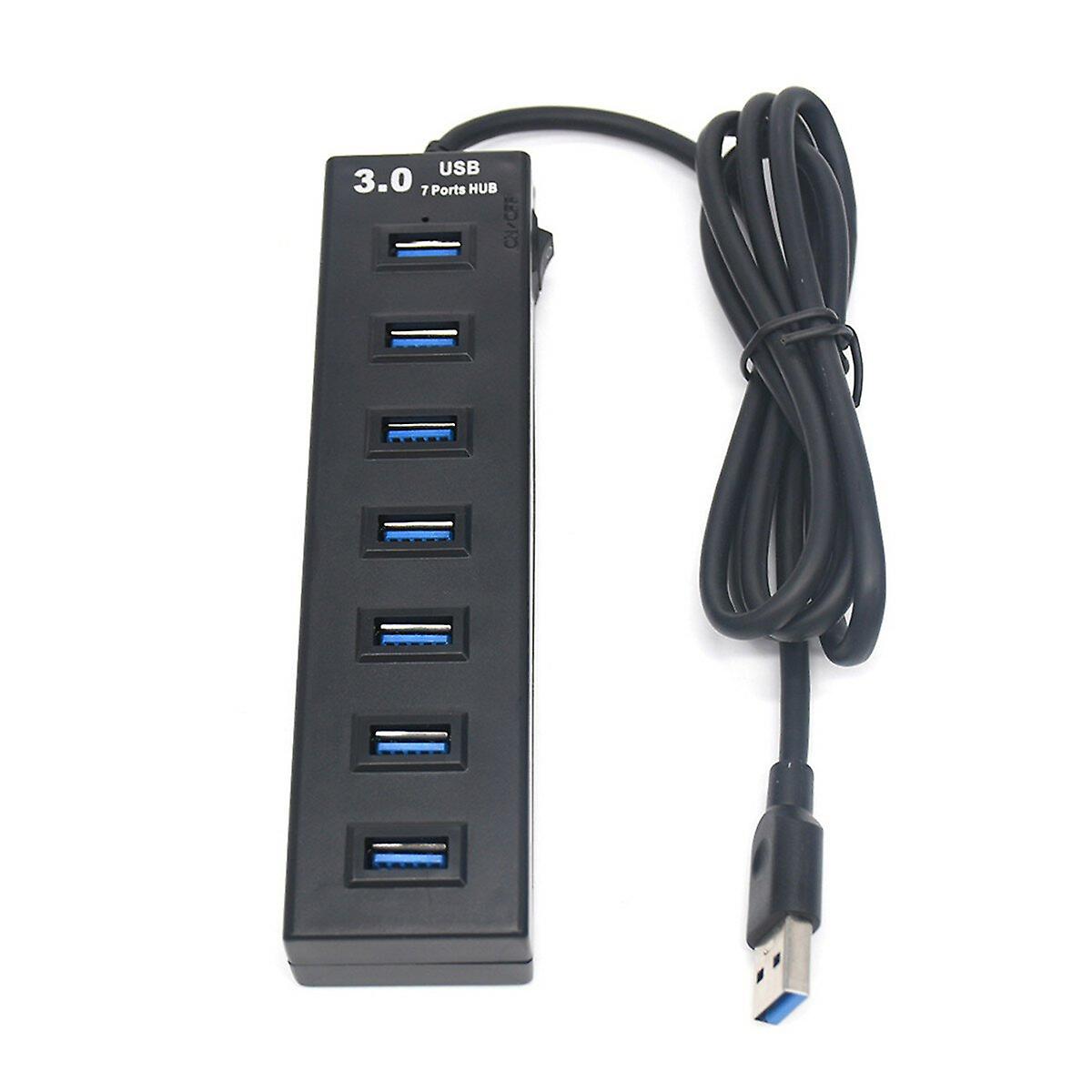 7-Port Usb 3.0 Hub Adapter Docking Station 5gbps Data Transfer For Laptop Pc