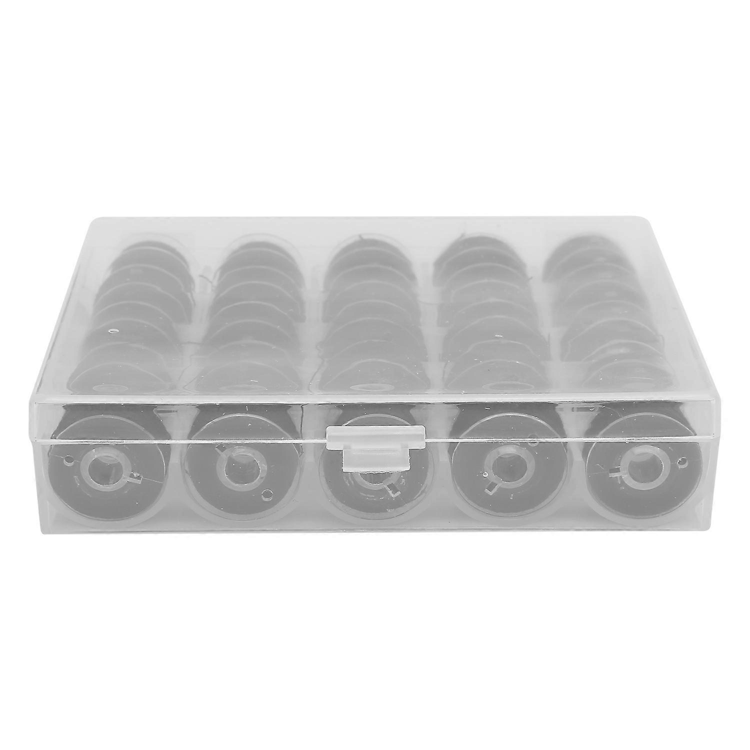 25pcs Bobbin with Thread Winding Wire Transparent Bobbins for Embroidery and Sewing MachinesBlack Th