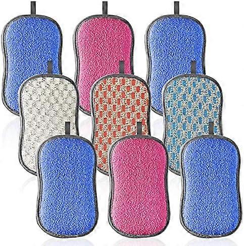 Eponge Lavable 9 Pcs - Eponge Reutilisable Vaisselle - Eponge Microfibre Antibacterienne