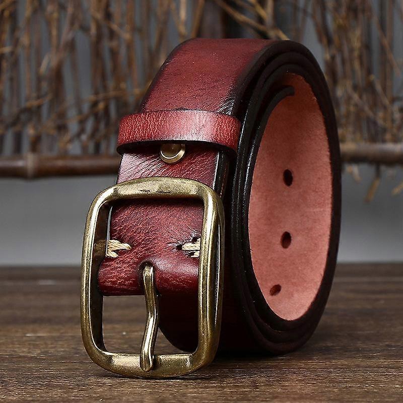 Retro Distressed Genuine Leather Belt Pin Buckle First Layer Cowhide Korean Style Casual Denim Daily Belt