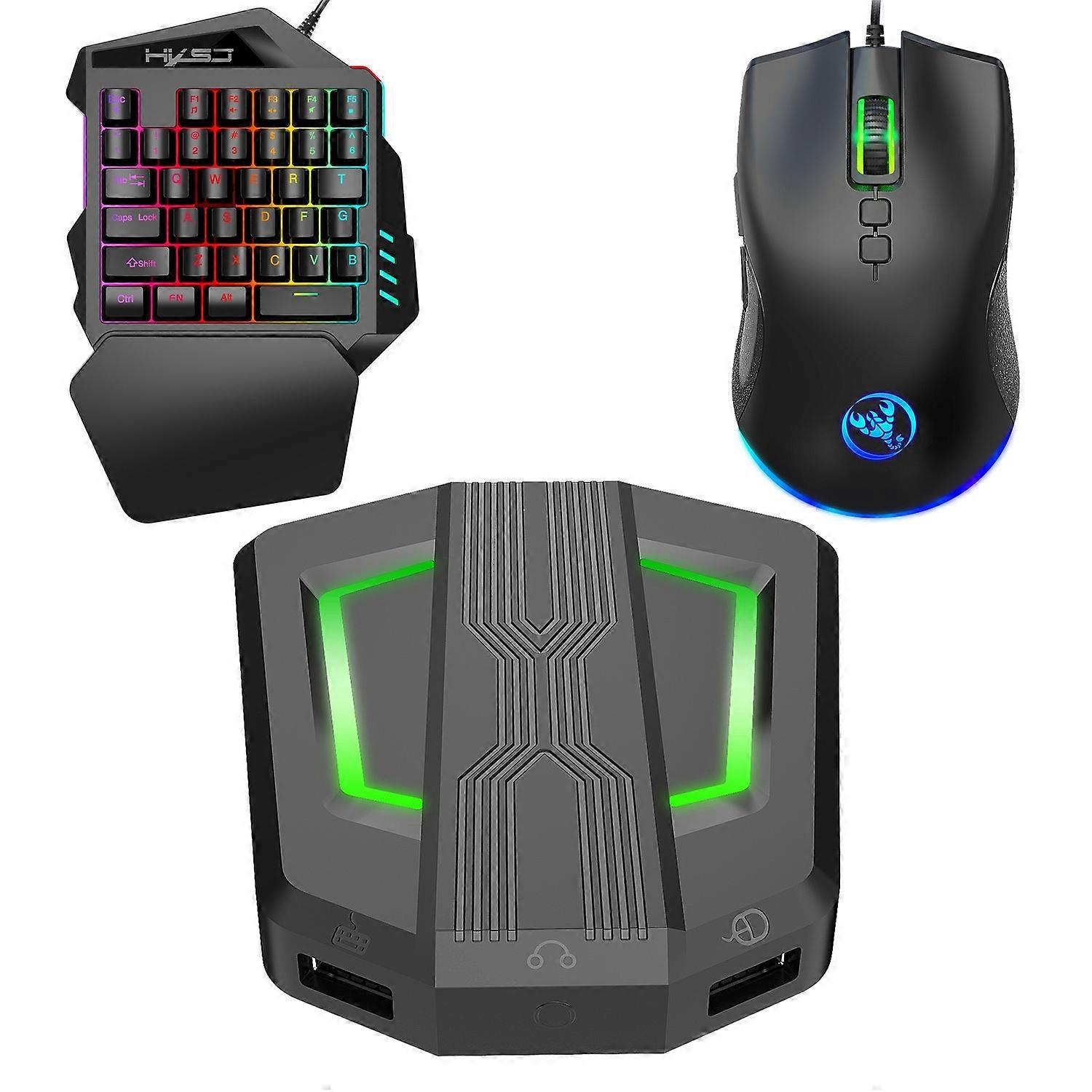 HXSJ P6 + V100 + A883 Convertitore di mouse per tastiera + tastiera con una sola mano + set di mouse da gioco