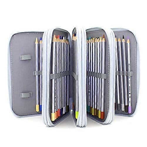 Wearable Oxford Pencil Wrap Case for 72 Watercolor Pencils, Grey Canvas Design with Compact Storage and Durable Material