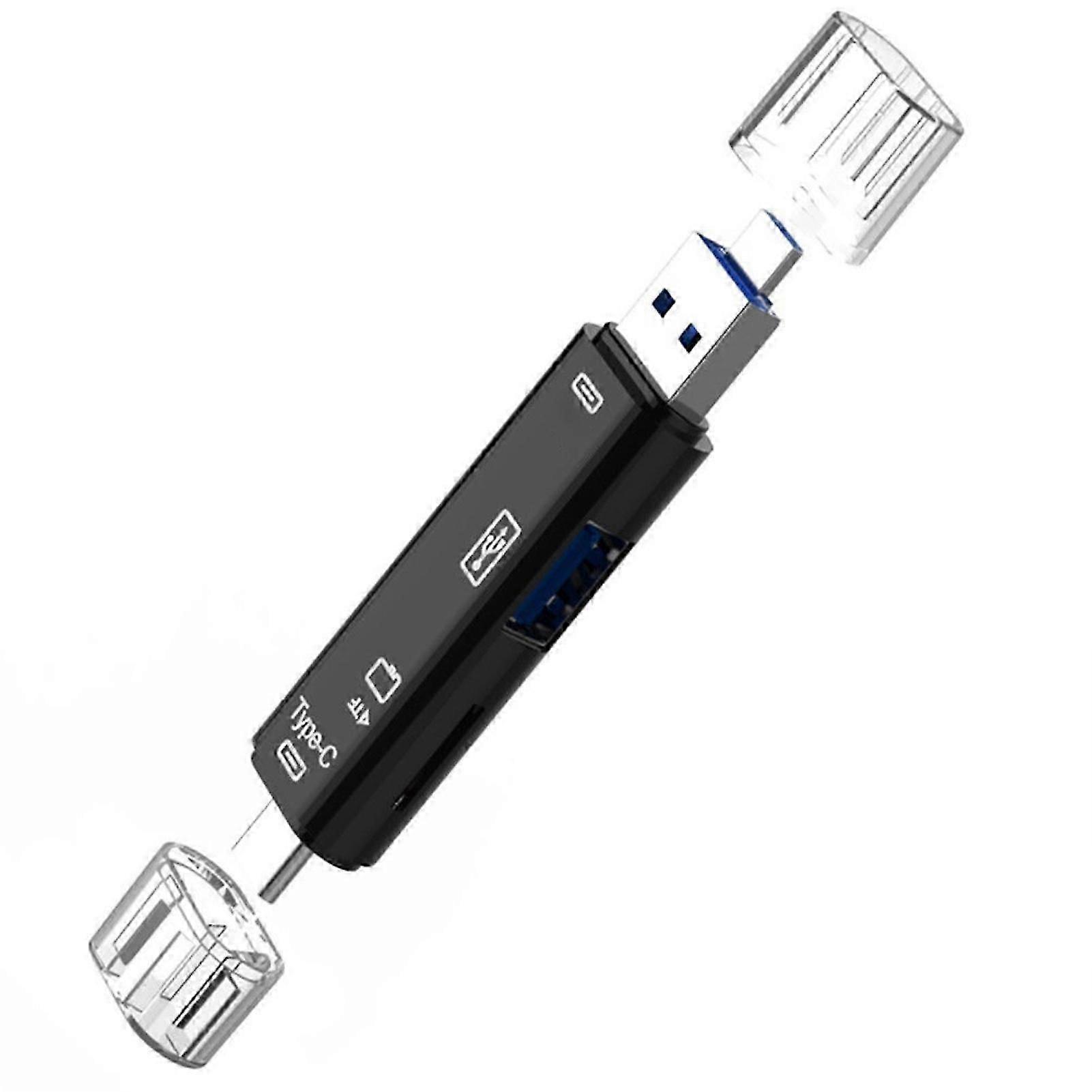 Card Reader Plug Play High Speed 5-In-1 USB 3.0 Type-C TF Card Reader for Computer