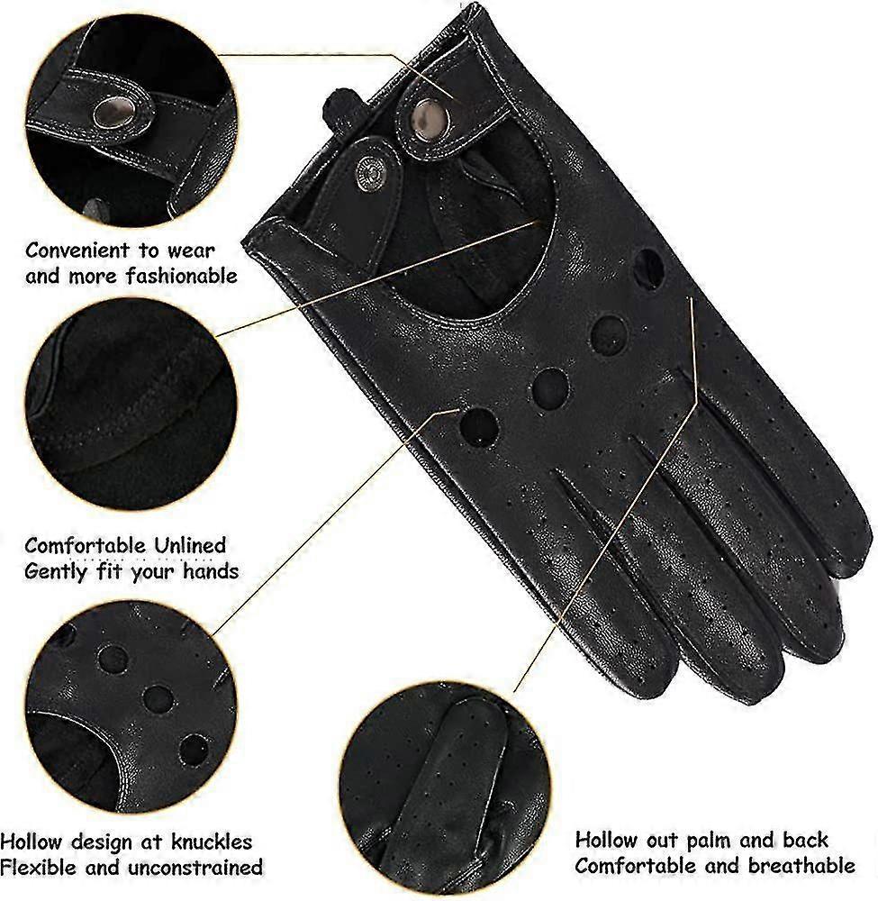 Mens Touchscreen Unlined Leather Driving Gloves