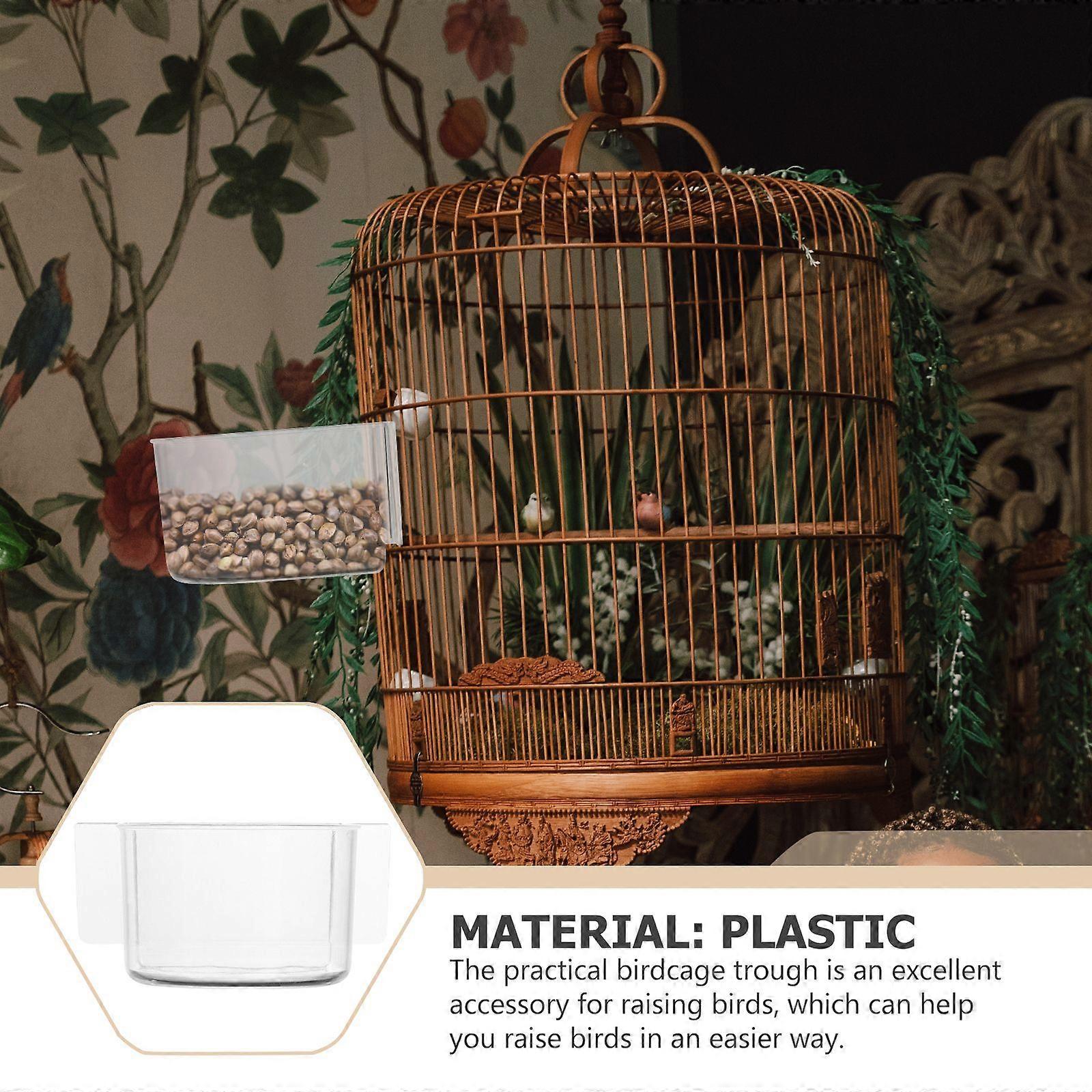 2PCS Vogelfuttertrog Vogelfutter dicke halbkreisförmige Vogelfutterbox (transparent)
