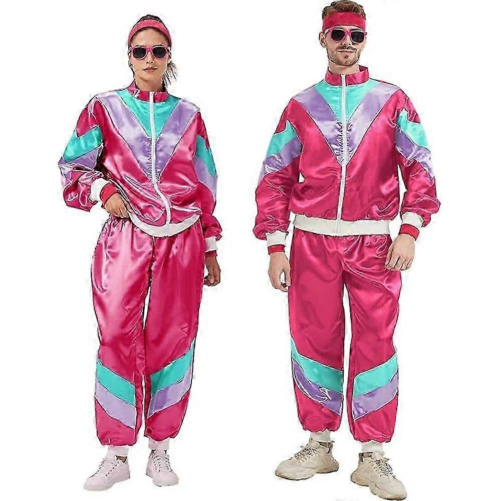 80s 90s Tracksuit For Men Women Retro Hip Hop Outfit Track Suit Windbreaker Set For Couples Costume