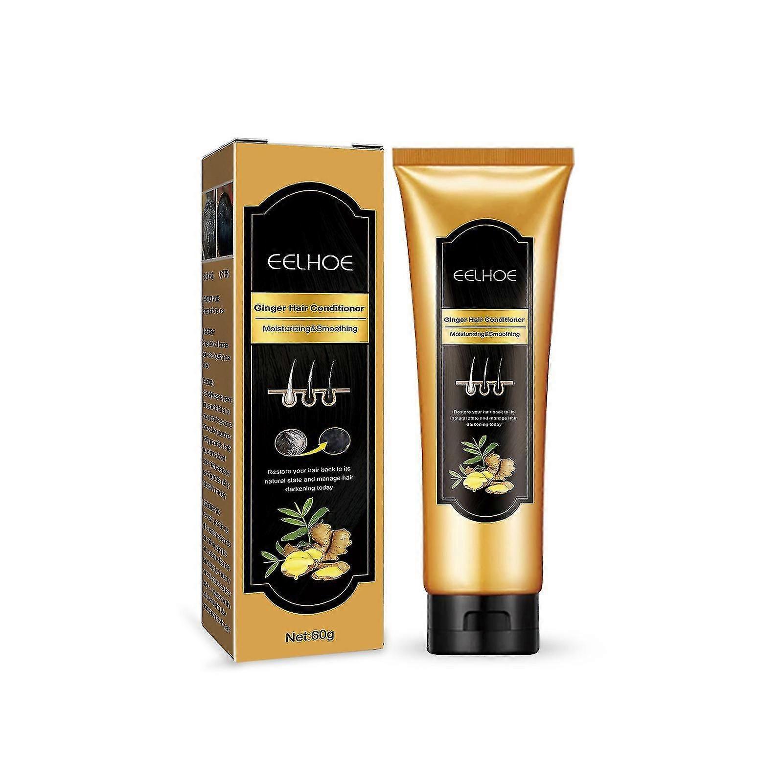 Après-shampooing pour cheveux noirs au gingembre L’essence de gingembre répare les cheveux abîmés et l’après-shampooing adoucissant pour cheveux noirs