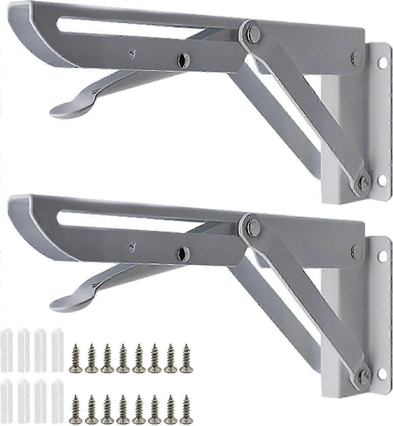 2Pcs Folding Shelf Bracket, Wall Mounted Table Shelf, Stainless Steel Wall Brackets Heavy Duty