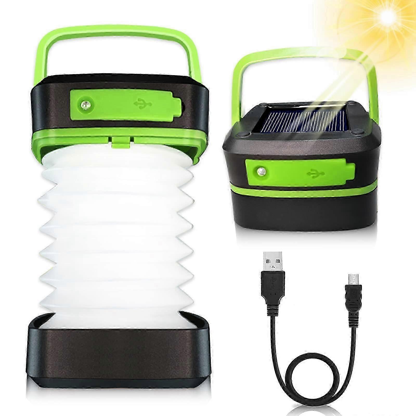 Solar Camping Lamp, Rechargeable LED Portable Projector, Foldable Camping Light, 3 Lighting Modes, USB Cable Included, for Camping, DIY, Backup, Garag