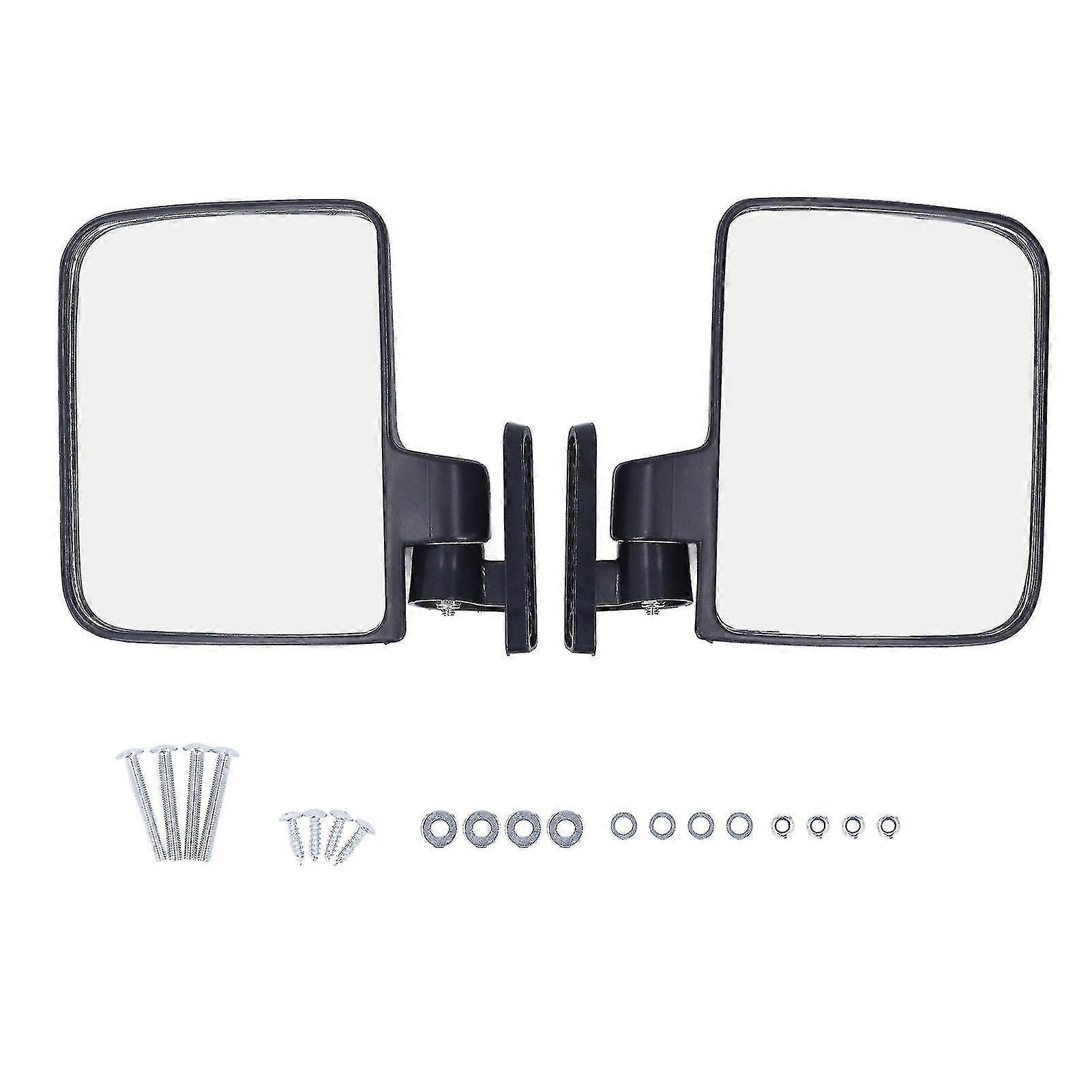 Impact-Resistant Golf Cart Side Mirrors - Wide-Angle, Clear Rearview (1 Pair)