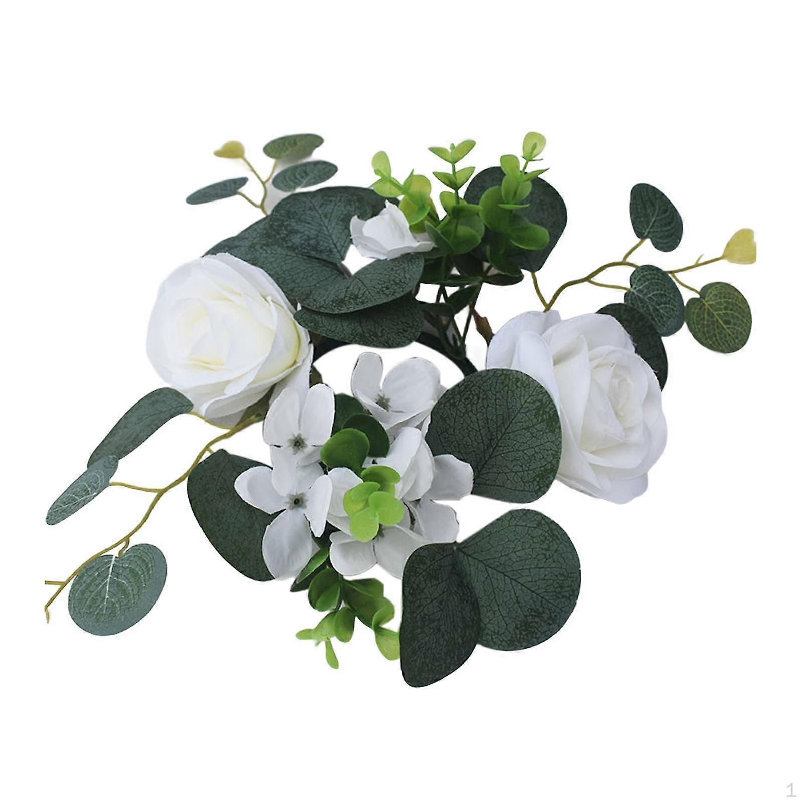 Candle Ring Artificial Eucalyptus Leaves Wreath Home Decoration 9.8" Greenery Farmhouse for