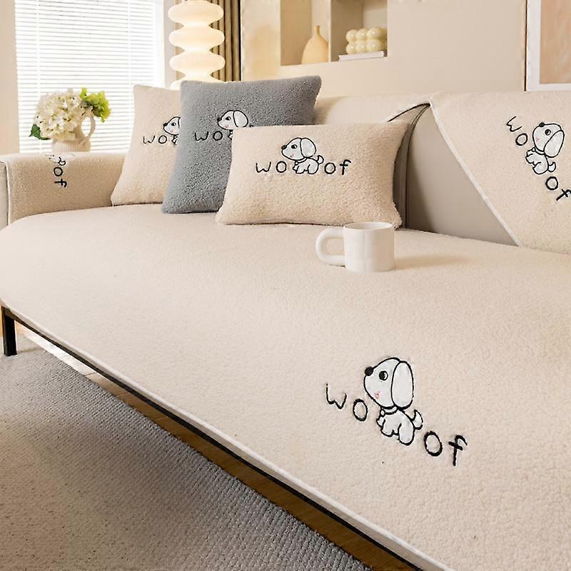 Non-SlipThicken Plush Sofa Cushion Mat Modern Simplicity Sofa Towel Home Couch Winter Lamb Plush Sofa Cover for Living Room