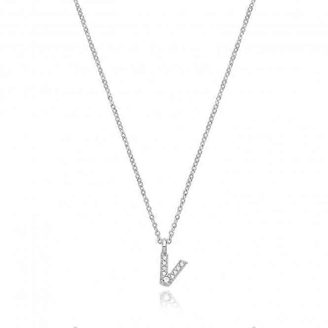 Acotis Silver Necklace Rhodium Plated Zirconia Initial G3395/V
