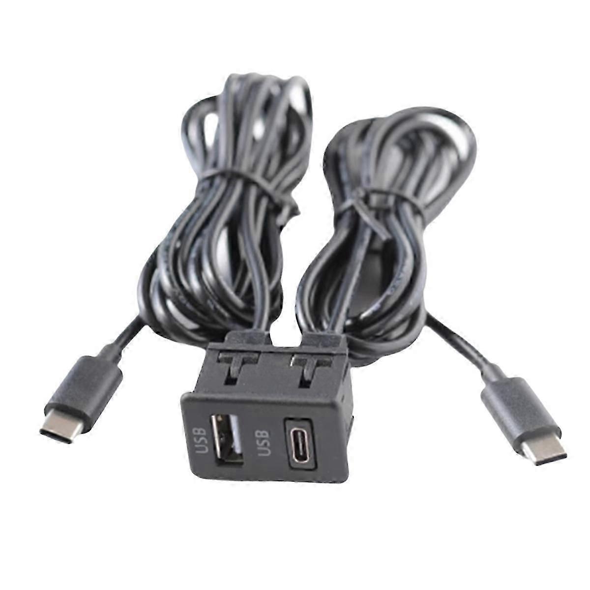 Exquisite Car Android Navigation Machine Double TYPE-C Input to USB+USB-C Interface Panel Extension Cable Adapter Panel