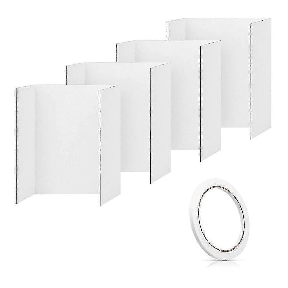 4 pcs trifold poster board, 21.5x14 polegadas pequeno branco poster board vem com acessórios pegajosos, apresentação