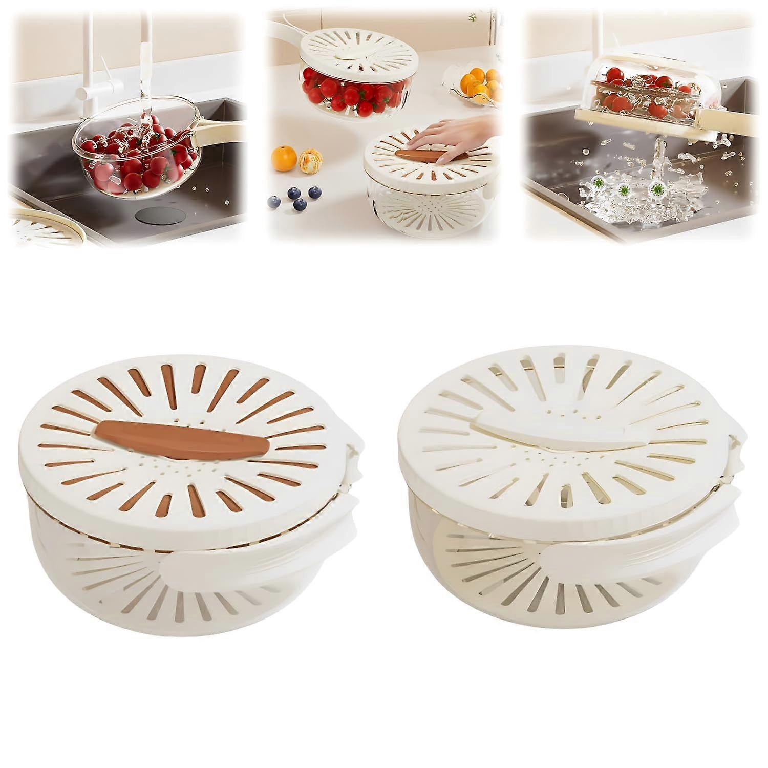 2 PSC Collapsible Handle Fruit Strainer for Refrigerator Storage