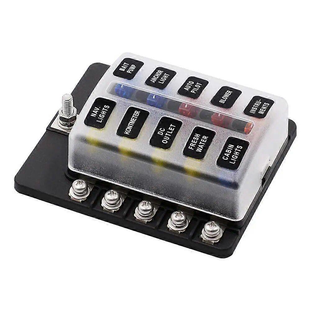 Fuse Box Screw Binding Post Model 12 Ways Fuse Box with LED Indicator Light Double Fuses CS-579A4