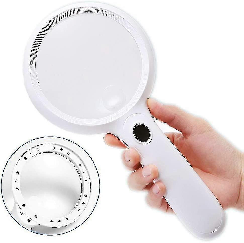 30x Handheld Magnifier with 14 LED Lights - 130mm Extra Large Optical Lens for Reading & Hobbies