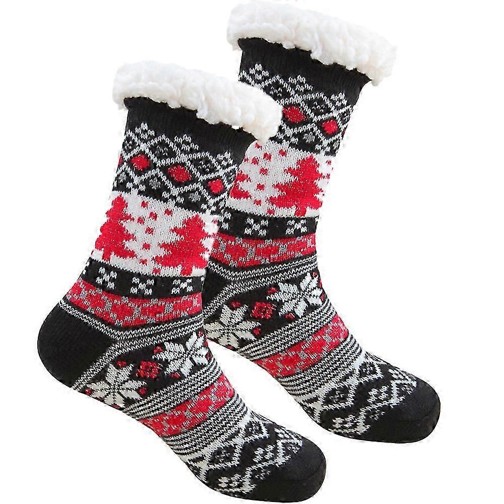 Unbrand Filles Noël pantoufle chaussettes antidérapantes floues d’hiver pour femmes modèle3408