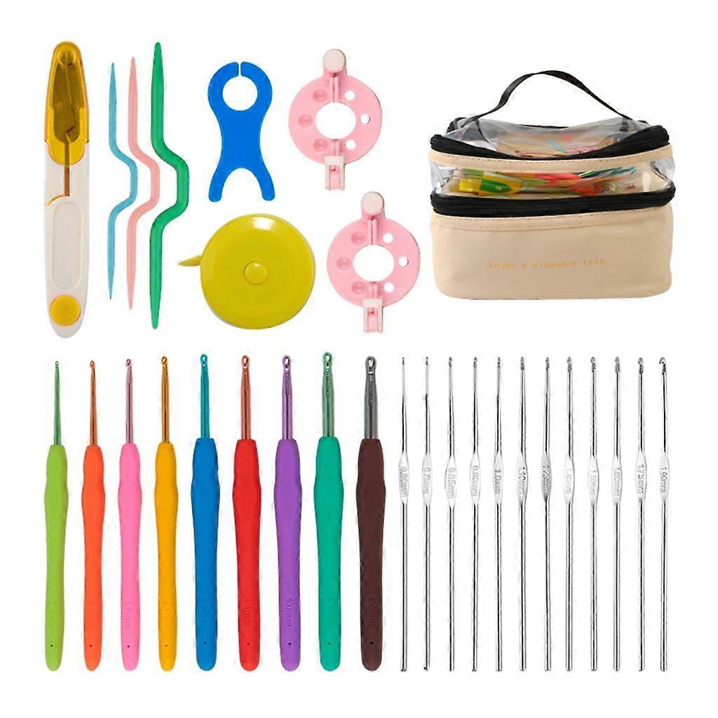 Beginner Crochet Kits Include Ergonomic Hooks, Knitting Needle, Sewing Marker