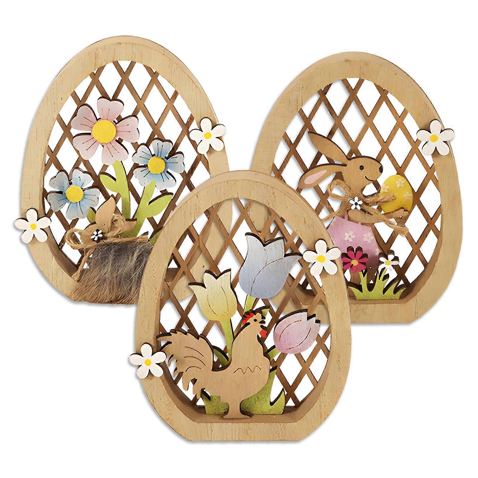 Cute Easter Bunny Ornaments Solid Base Hollow Carving Ornament