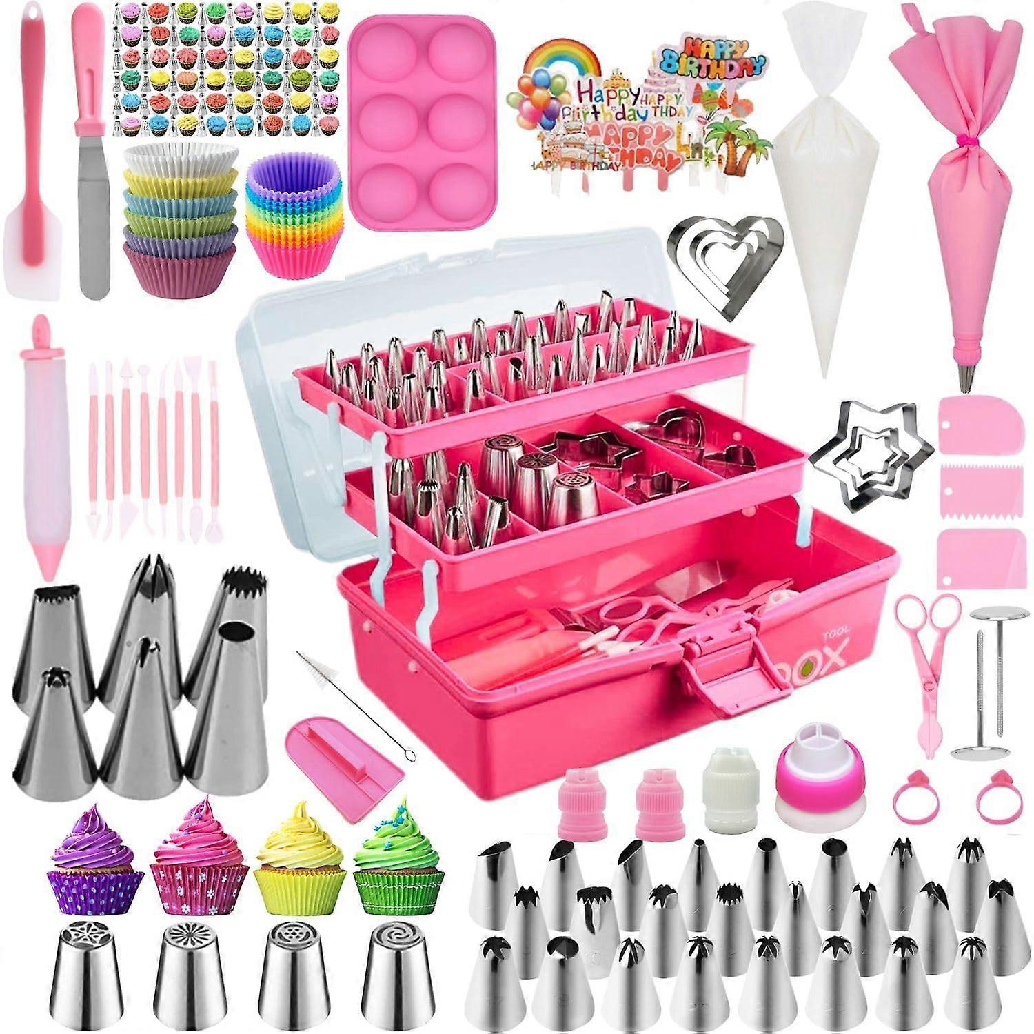 Cake Decoration Tools Material Set - 274 Pieces Cooking Accessories with Storage Box, Squeeze Bags, and Cream Tips