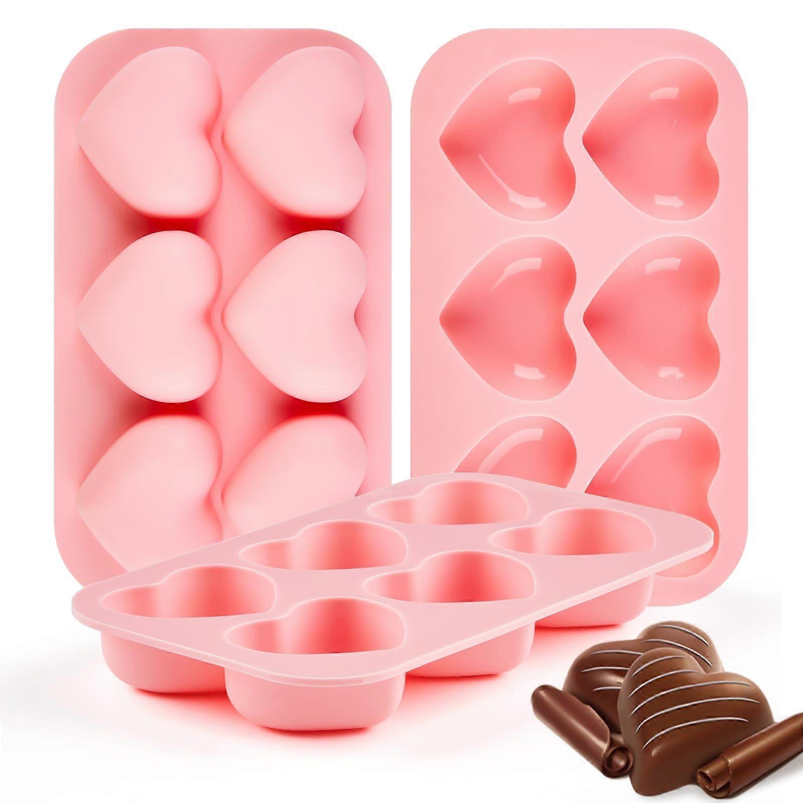 Heart Silicone Molds Set of 3 - Non-Stick Heart-Shaped Chocolate Confectionery Baking Molds for Easy Release