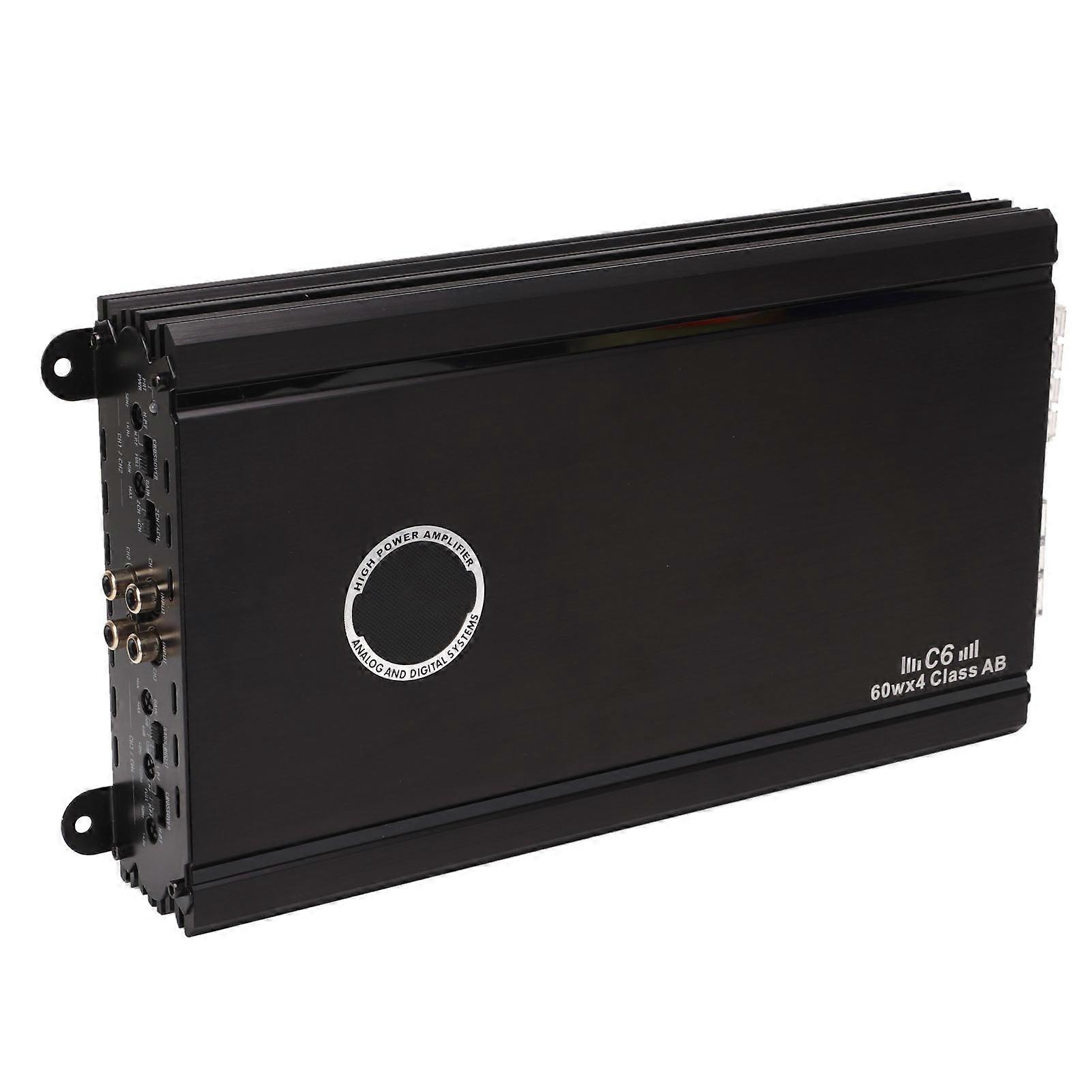 Car Power Amplifier 4 Channel 60W Class AB Low Loss Automotive Subwoofer Amplifier for Car Speakers