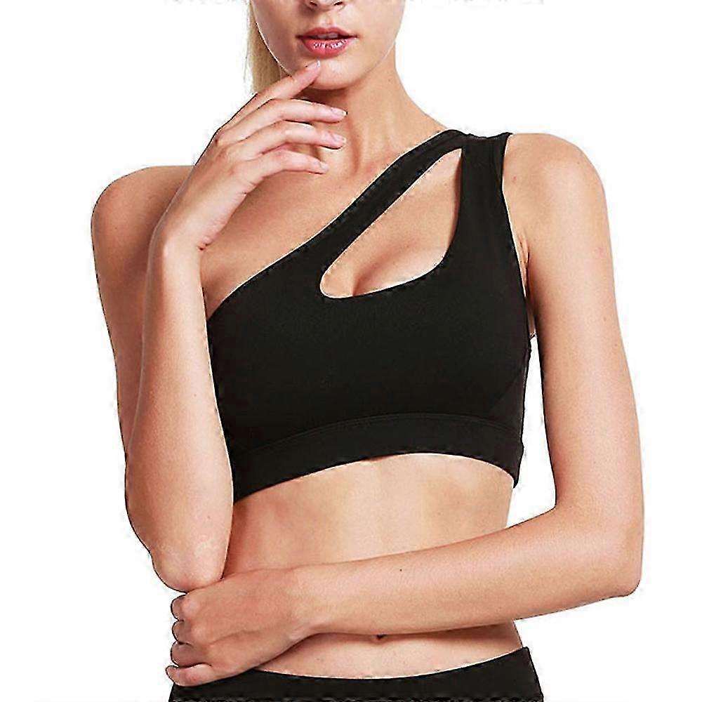 Women's push-up sports Underwear Mid-to-high Support sexy Sports Underwear Fitness Top with detachable Cups - Black