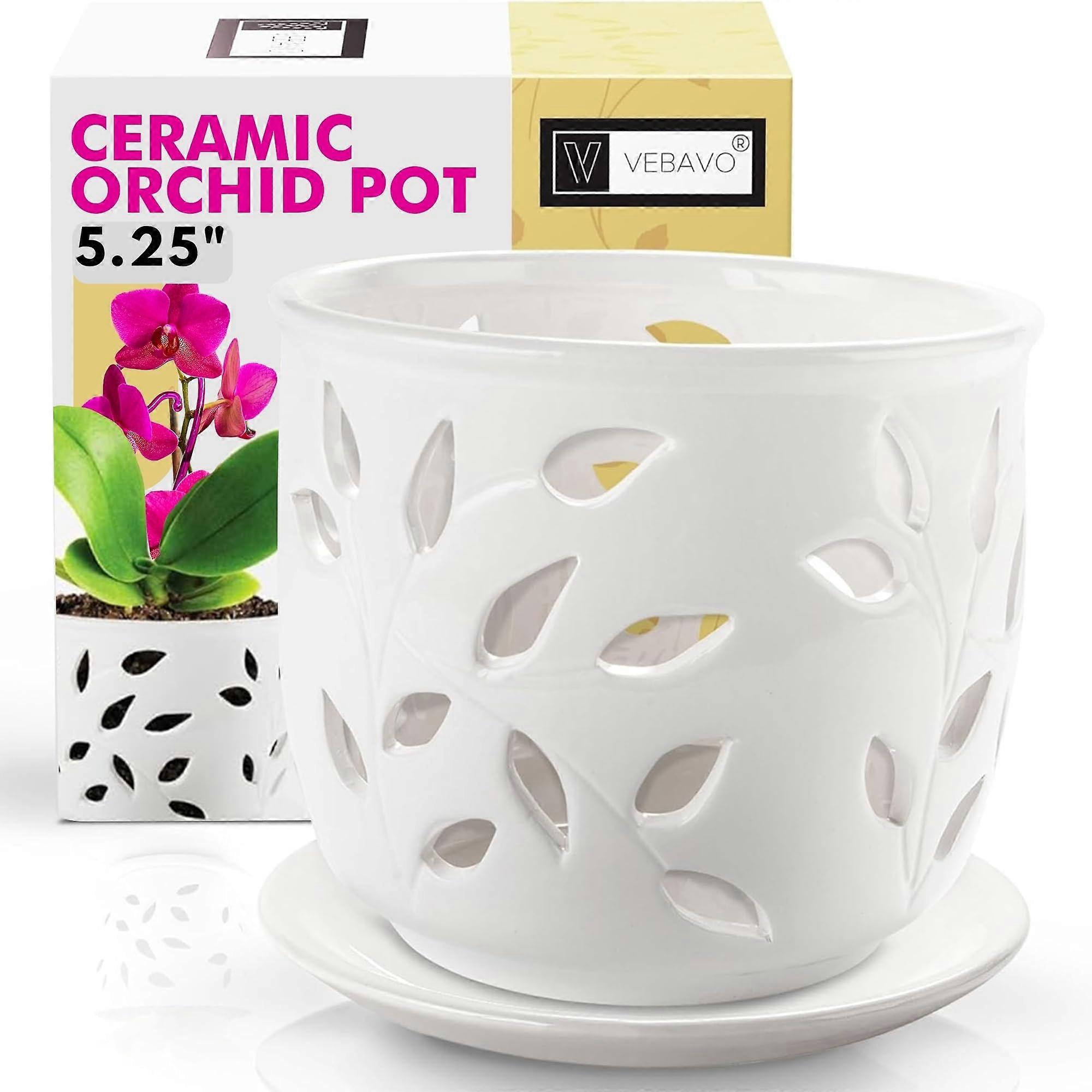 Perforated Orchid Pots 5.25 Inches for Indoor and Outdoor Use, Large Size with Precision Ventilation and Drainage