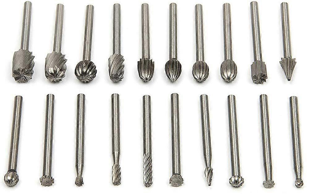 Tungsten Carbide Rotary Burr Set 20Pcs, 3mm Shank Size for Woodworking Carving Engraving and Drilling Tools