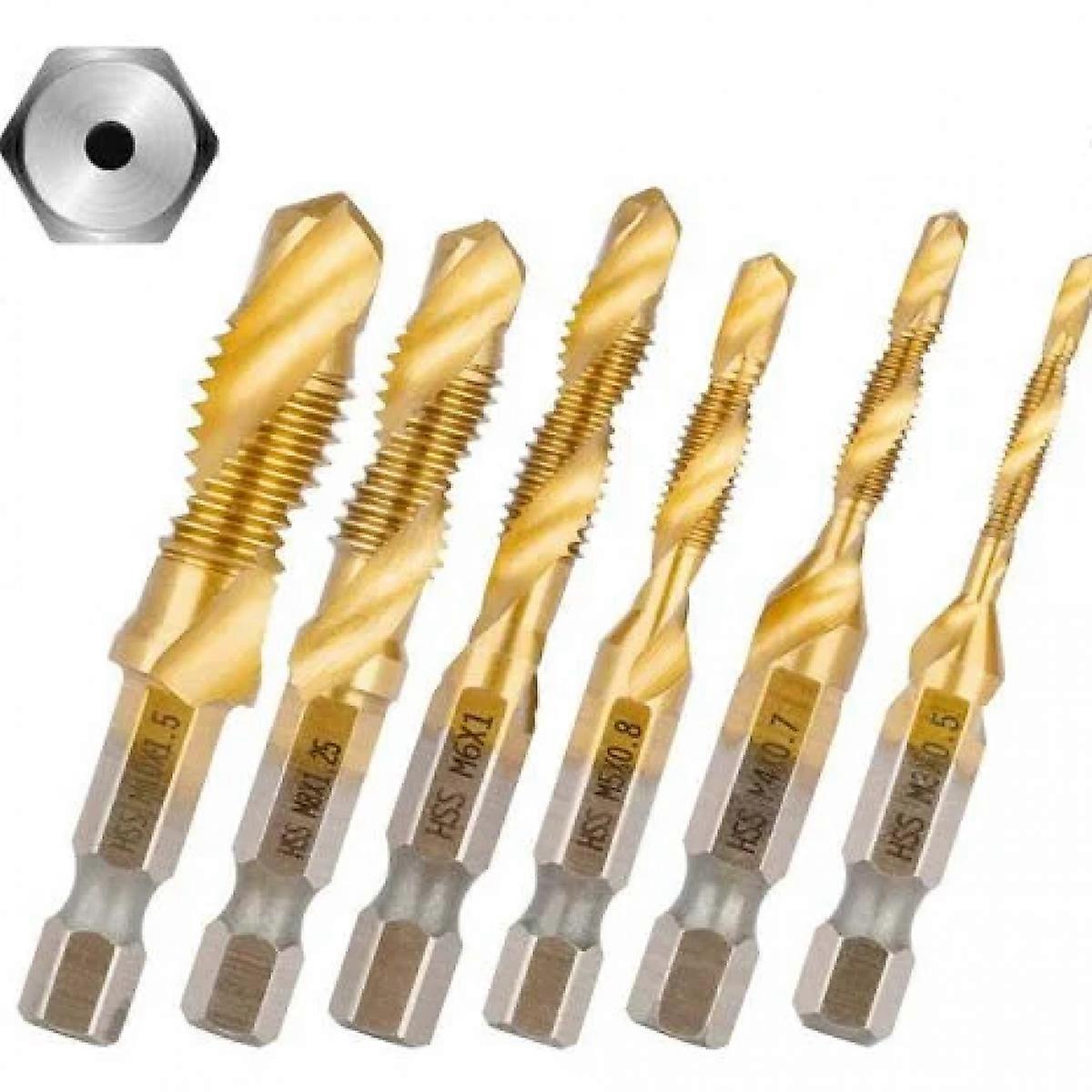Compound tap drill bit-M3-M10-6PC 4341 titanium-plated (short version)--plastic bag