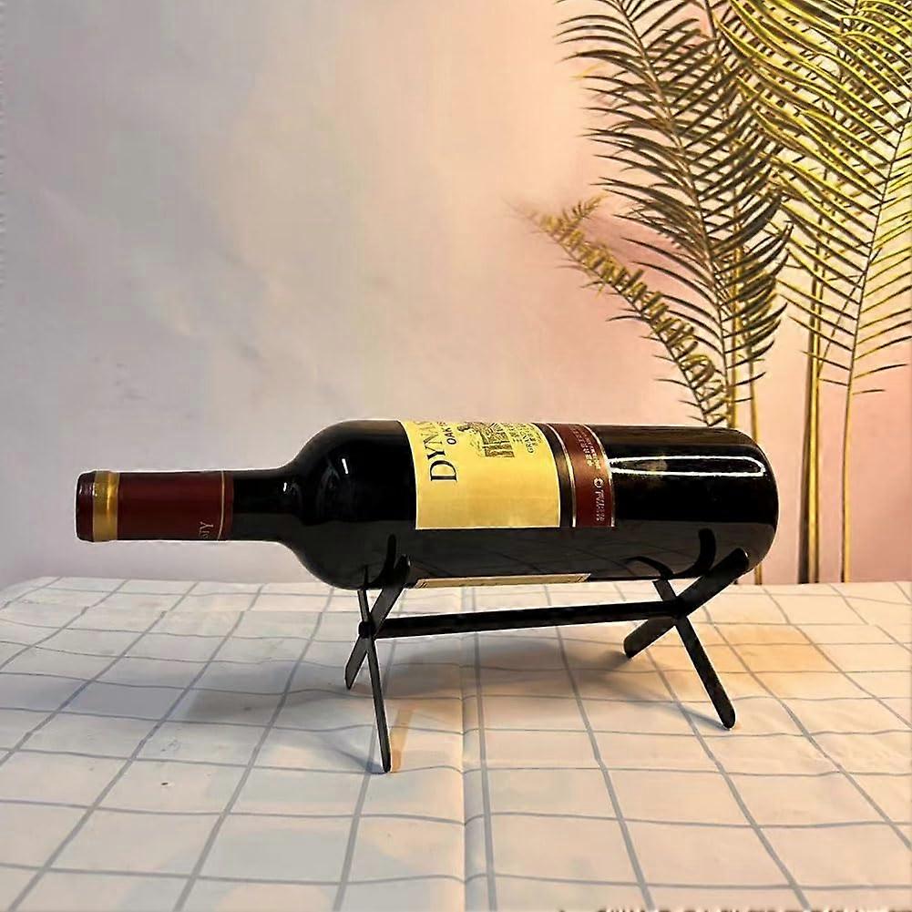 Bottle Holder - Small Black Metal Counter Shelf for Tabletop Storage - Compact Design for Home or Office Use