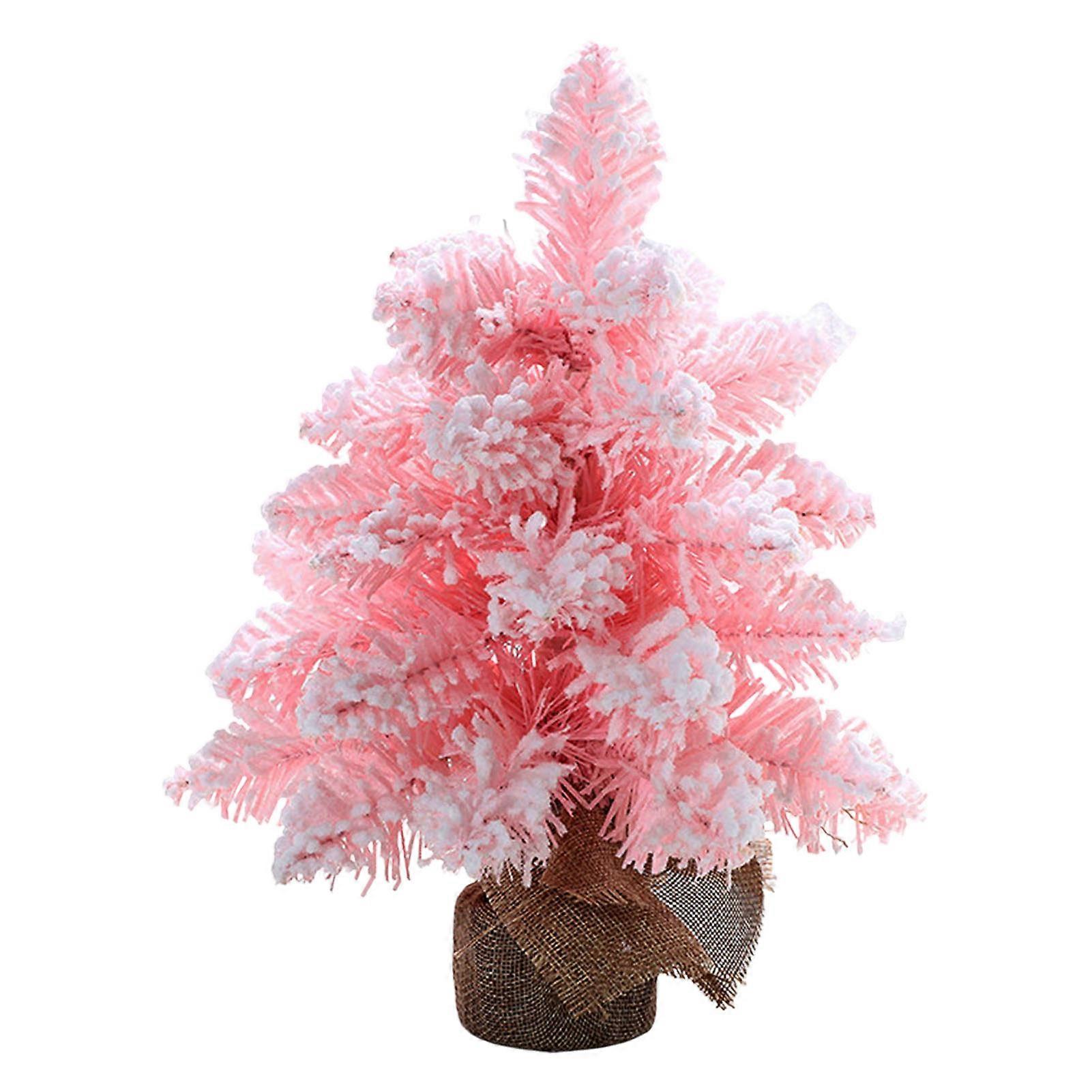 Artificial Christmas Tree 30cm/45cm/60cm Pink Desktop Flocking Xmas Pine Tree  for Christmas Decorations