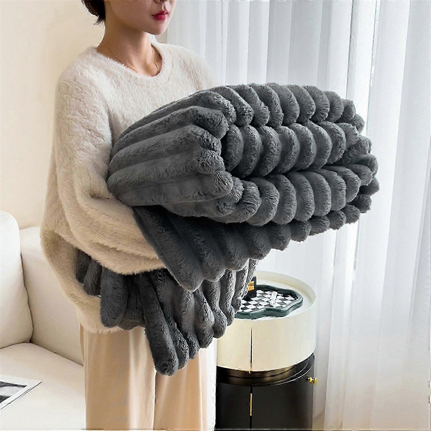 Super Soft Bed Blanket Soft Flannel Fleece Blankets Throw Sofa Reversible
