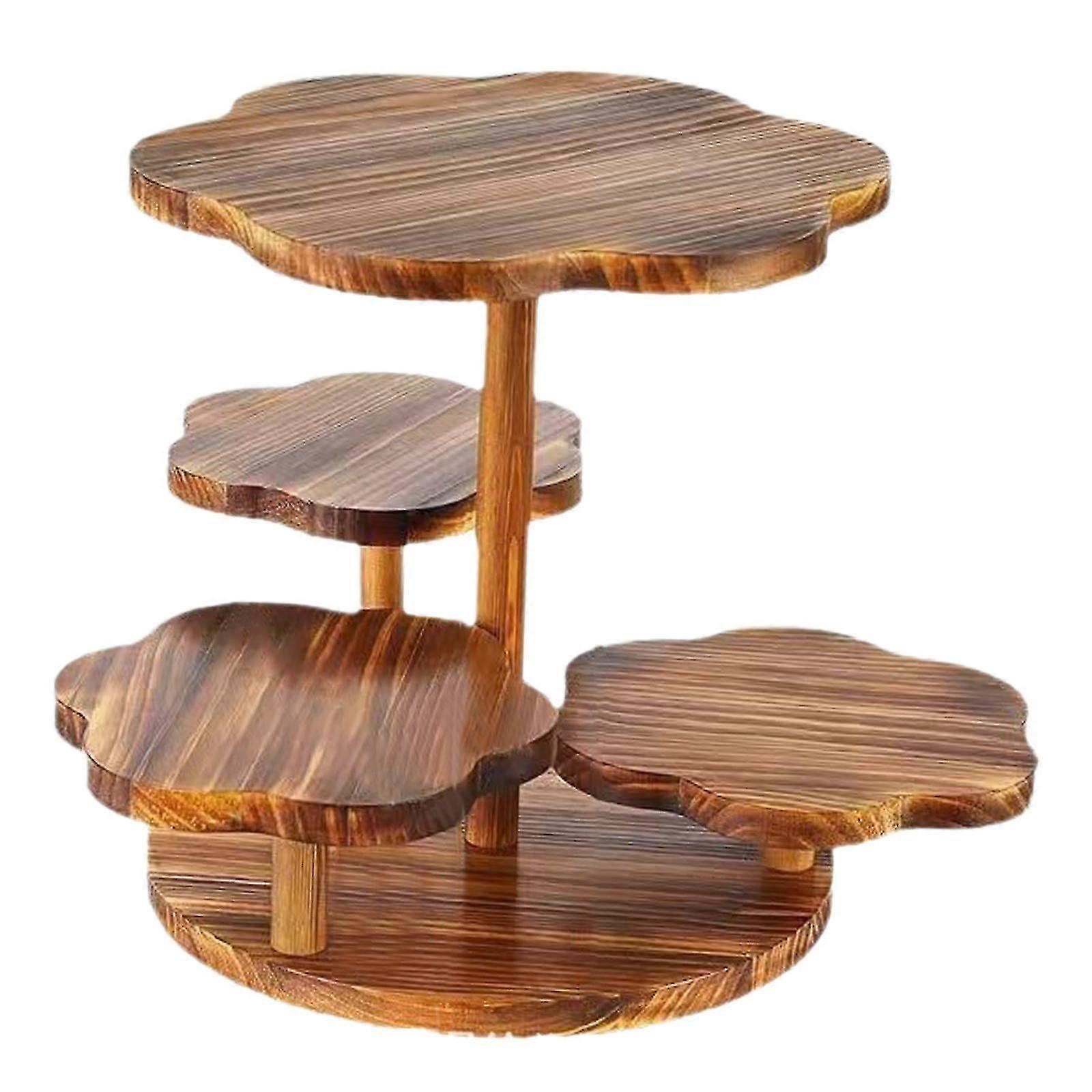 Solid Wood Dessert Stand Cupcake Serving Tray - Rustic Kitchen Display for Pastries & Cosmetics Holder