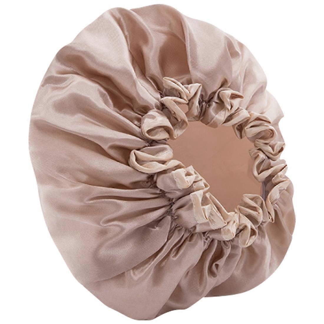 Double-Layer Shower Cap Women's Waterproof Bathing Champagne