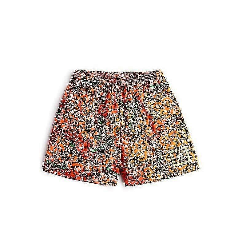 Japansk Anime Baki Haman Tryck Herr Streetwear Strandshorts Lös Elastisk Midja Svart
